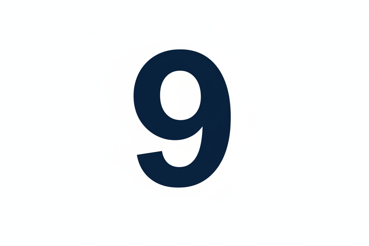Le chiffre 9 en bleu nuit, fond transparent. . Uniquement le chiffre